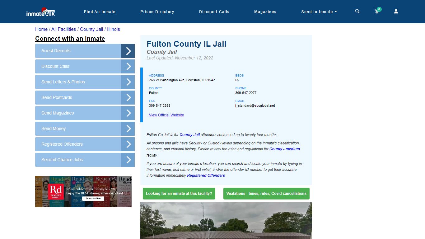 Fulton County IL Jail - Inmate Locator - Lewiston, IL