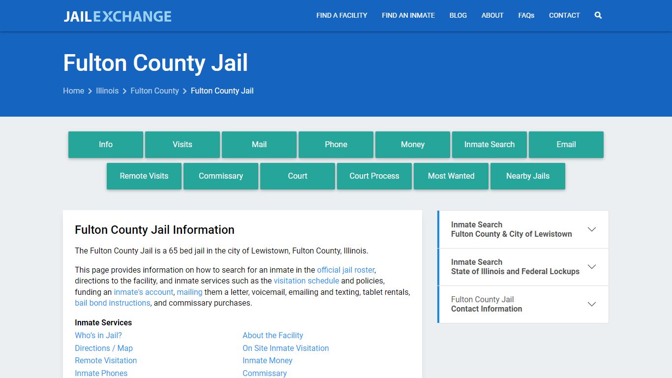 Fulton County Jail, IL Inmate Search, Information
